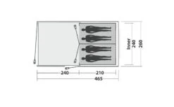 Easy Camp Galaxy 400 Rustic Green Tunneltent - 4 Personen -Camping Verkoopwinkel 120391 galaxy 400 rustic green drawing floorplan3