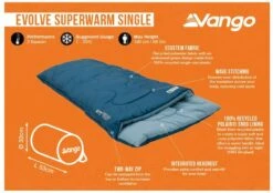 Vango Evolve Superwarm Slaapzak - Blauw -Camping Verkoopwinkel 1900 1783 evolve superwarm single 1