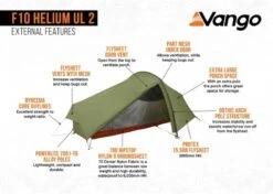 Vango F10 Helium UL 2 Ultralichte Trekking Tunneltent - 1/2 Persoons - Groen -Camping Verkoopwinkel 1900 1783 f10 helium ul 2 6