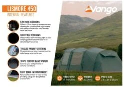 Vango Lismore 450 Tunneltent - 4 Persoons - Groen -Camping Verkoopwinkel 1900 1783 lismore 450 package 4
