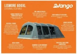 Vango Lismore 600XL Tunneltent - 5 Persoons - Groen -Camping Verkoopwinkel 1900 1783 lismore 600xl package 2