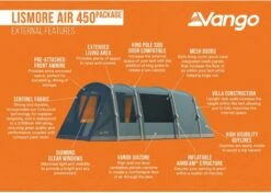 Vango Lismore Air 450 Opblaasbare Tunneltent - 4 Persoons - Groen -Camping Verkoopwinkel 1900 1783 lismore air 450 package 3