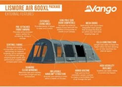 Vango Lismore Air 600XL Opblaasbare Tunneltent - 5 Persoons - Groen -Camping Verkoopwinkel 1900 1783 lismore air 600xl package 3