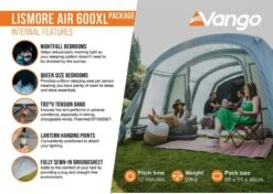 Vango Lismore Air 600XL Opblaasbare Tunneltent - 5 Persoons - Groen -Camping Verkoopwinkel 1900 1783 lismore air 600xl package 4
