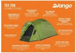 Vango Tay 200 Koepeltent - 2 Persoons - Groen -Camping Verkoopwinkel 1900 1783 tay 200 2