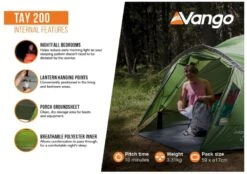 Vango Tay 200 Koepeltent - 2 Persoons - Groen -Camping Verkoopwinkel 1900 1783 tay 200 3
