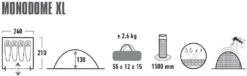High Peak Monodome XL Koepeltent - 4 Persoons - Pearl -Camping Verkoopwinkel 370 1200 4001690103121.pt01