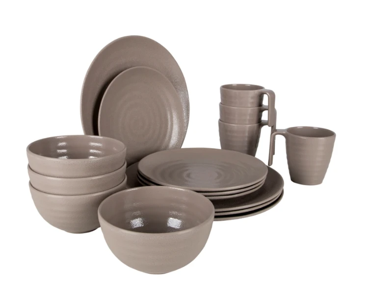 Bo-Camp Stone Melamine Serviesset - 16-delig - Beige 1 Bo-Camp Stone Melamine Serviesset - 16-delig - Beige